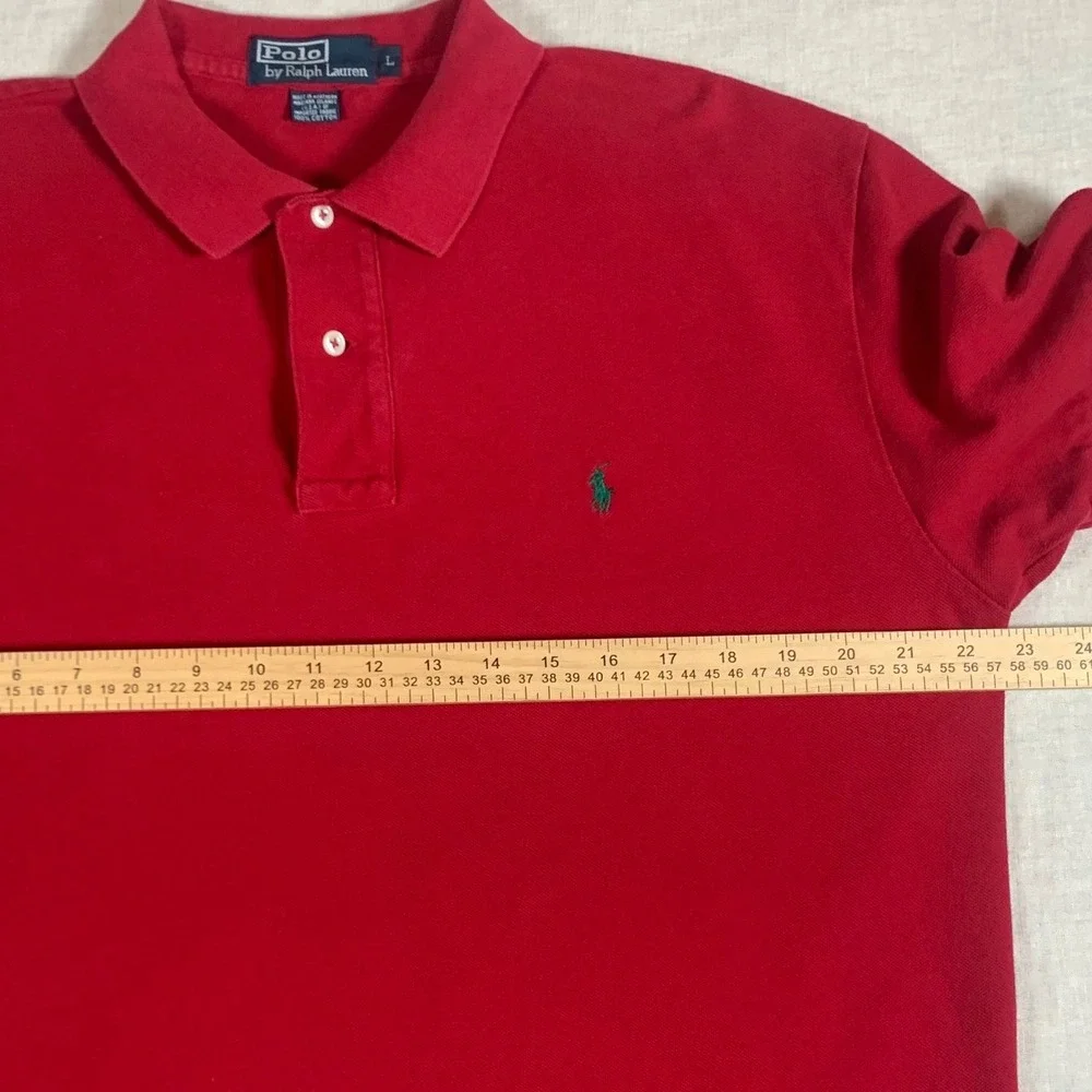 Polo Ralph Lauren Polo Shirt Mens Large Red Good Short Sleeve Pique Cotton *Read